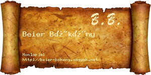 Beier Bökény névjegykártya